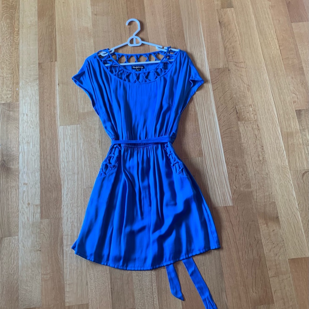 Royal Blue Silky Dress from BlueJuice